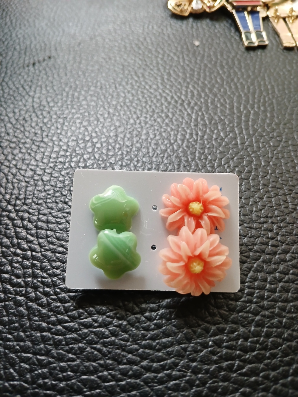 Kids Floral & Star Earring Set in Peach and Light Green